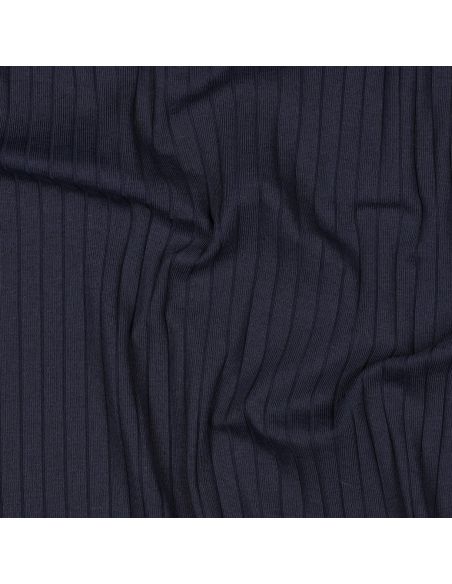 Geribbelde lichte katoenen jersey stof - Marineblauw