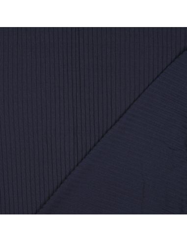 Geribbelde lichte katoenen jersey stof - Marineblauw