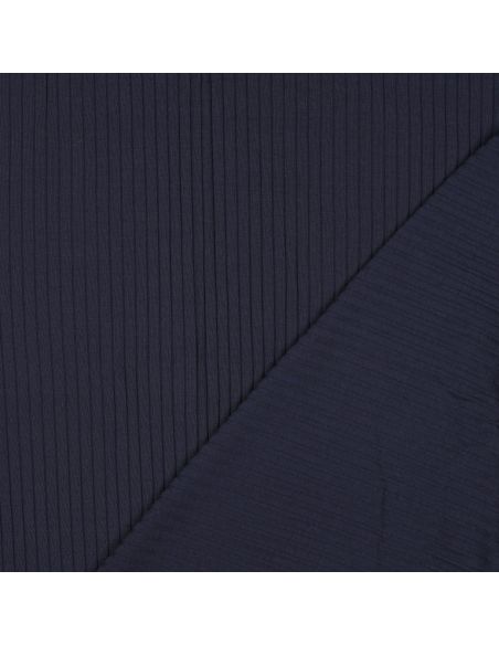 Geribbelde lichte katoenen jersey stof - Marineblauw