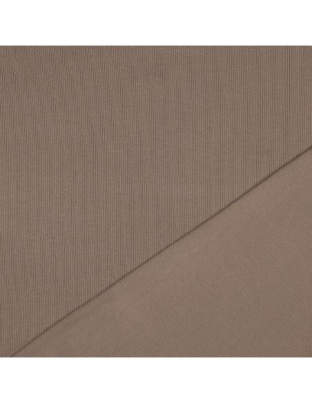 Fijn geribbelde katoenen jersey stof - Taupe