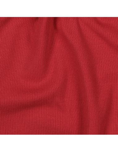 Fijn geribbelde katoenen jersey stof - Donkerrood