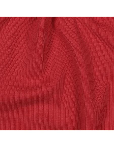 Fijn geribbelde katoenen jersey stof - Donkerrood