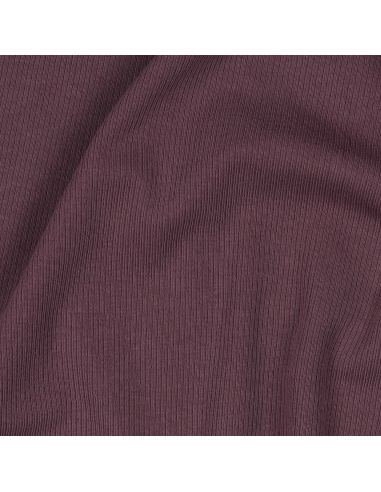Fijn geribbelde katoenen jersey stof - Pruimkleurig