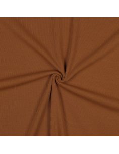 Fijn geribbelde katoenen jersey stof - Cognac