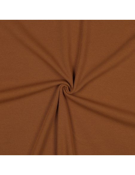 Fijn geribbelde katoenen jersey stof - Cognac