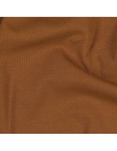 Fijn geribbelde katoenen jersey stof - Cognac