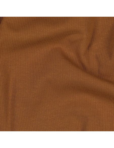 Fijn geribbelde katoenen jersey stof - Cognac