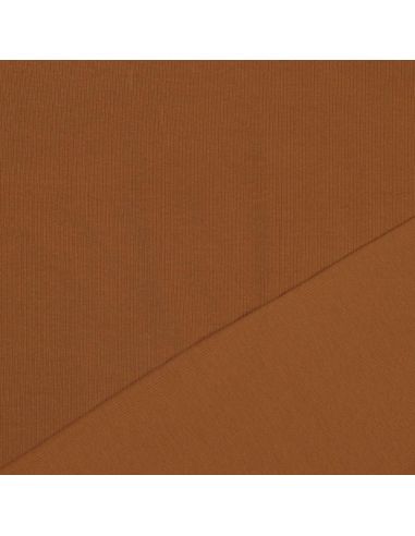 Fijn geribbelde katoenen jersey stof - Cognac