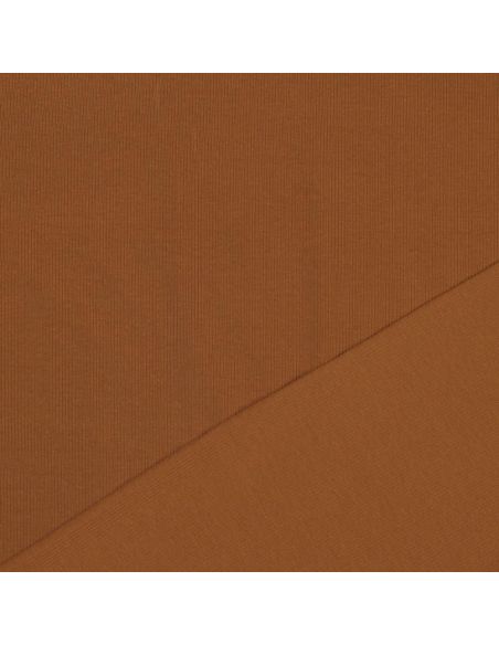 Fijn geribbelde katoenen jersey stof - Cognac