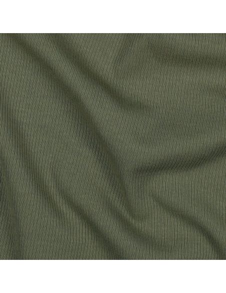 Fijn geribbelde katoenen jersey stof - Kaki