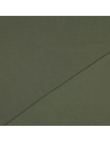 Fijn geribbelde katoenen jersey stof - Kaki
