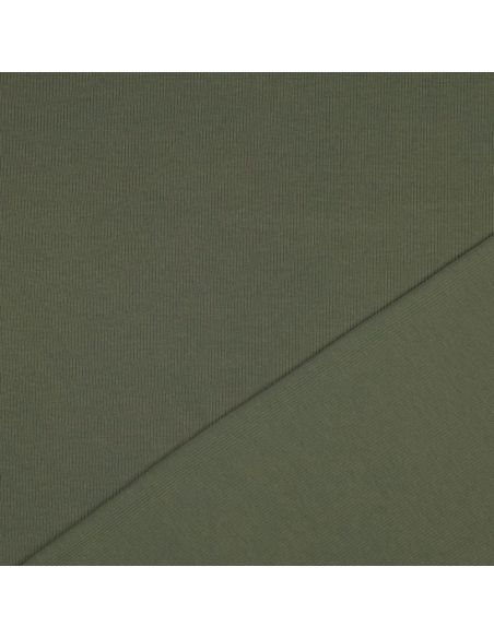 Fijn geribbelde katoenen jersey stof - Kaki