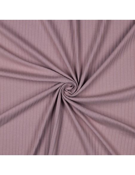 Geribbelde lichte katoenen jersey stof - Mauve