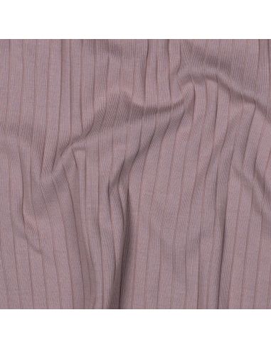 Geribbelde lichte katoenen jersey stof - Mauve