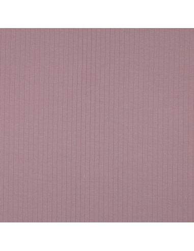 Geribbelde lichte katoenen jersey stof - Mauve