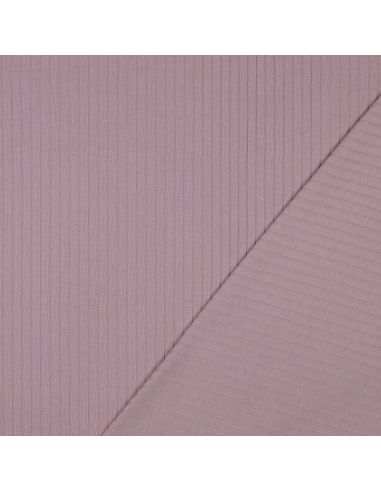 Geribbelde lichte katoenen jersey stof - Mauve