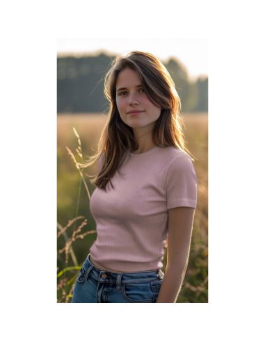 Geribbelde lichte katoenen jersey stof - Mauve