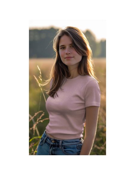 Geribbelde lichte katoenen jersey stof - Mauve