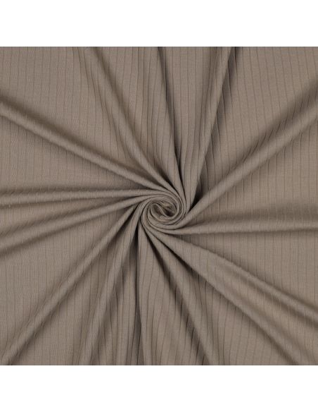 Licht geribbelde katoenen jersey stof - Taupe
