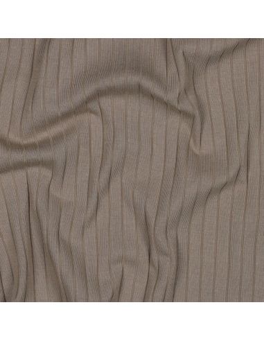 Licht geribbelde katoenen jersey stof - Taupe