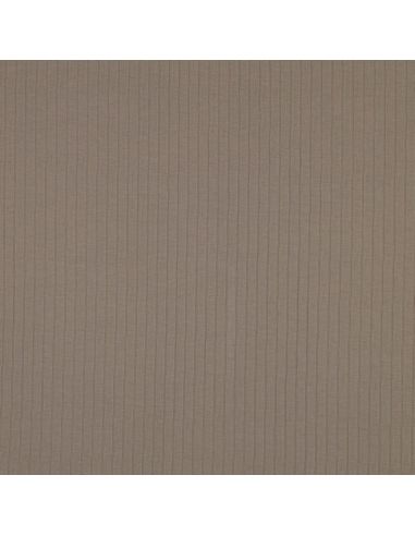 Licht geribbelde katoenen jersey stof - Taupe