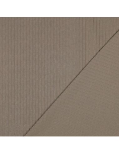 Licht geribbelde katoenen jersey stof - Taupe