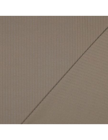 Licht geribbelde katoenen jersey stof - Taupe