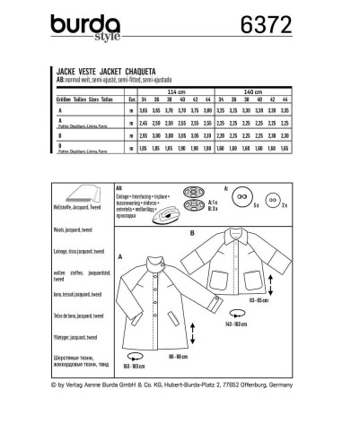 Jas patroon - Burda 6372