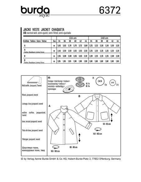 Jas patroon - Burda 6372