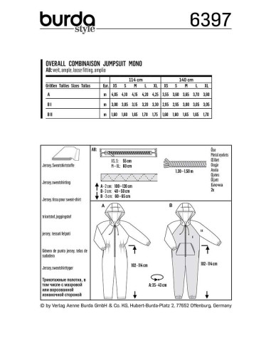 Patroon voor overall - Burda 6397