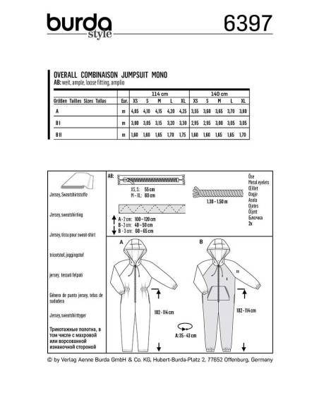 Patroon voor overall - Burda 6397