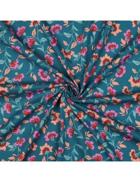 Zware stretch viscose stof Rosella - Petrol blauw