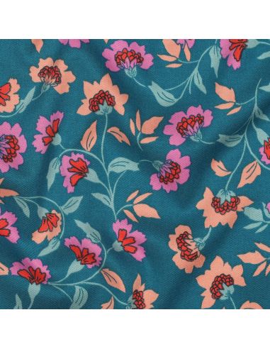 Zware stretch viscose stof Rosella - Petrol blauw