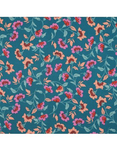 Zware stretch viscose stof Rosella - Petrol blauw