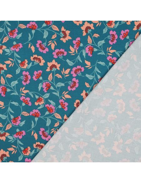Zware stretch viscose stof Rosella - Petrol blauw