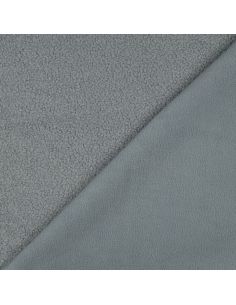 Dubbelzijdige Teddy-fleece stof - Grijsblauw