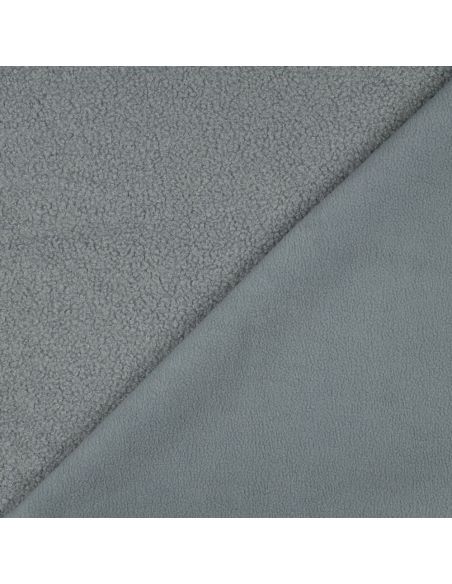 Dubbelzijdige Teddy-fleece stof - Grijsblauw