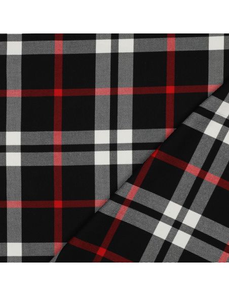 Schotse tartan stoffen - Zwart, wit en rood