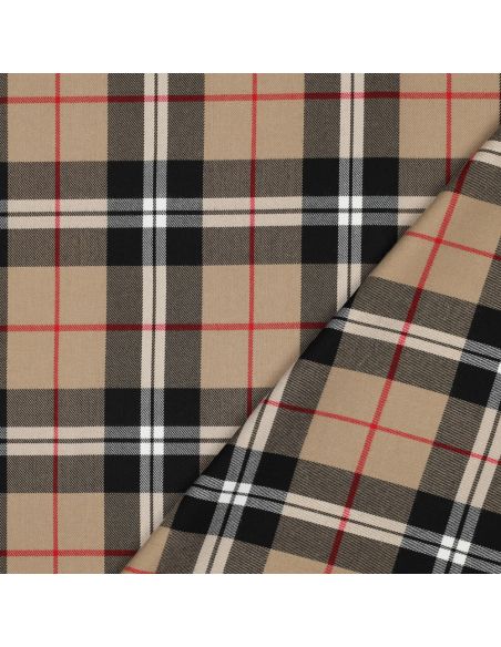 Schotse tartan stoffen - Camel en zwart