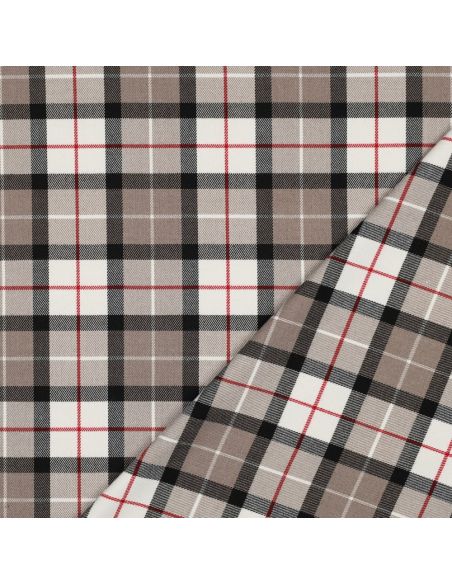 Schotse tartan stoffen - Taupe en zwart