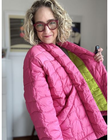 Dubbelzijdige gewatteerde stof pop - Roze en geel