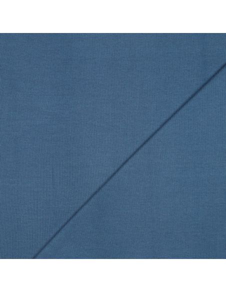 Geribbelde boordstof jersey - Jeansblauw