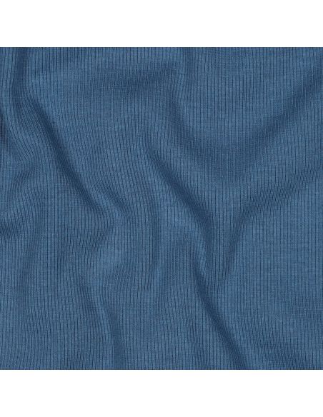 Geribbelde boordstof jersey - Jeansblauw
