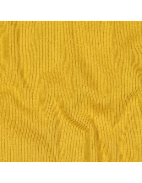 Geribbelde boordstof jersey - Mosterdkleurig