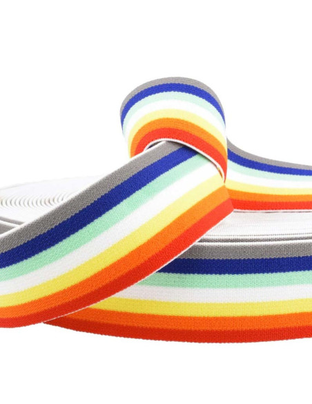 Regenboog gestreepte fantasie elastiek 40 mm