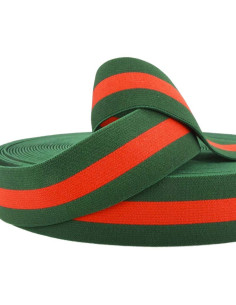 Groen en rood gestreepte fantasie-elastiek 40 mm