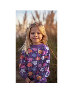 Sweatstof bloemen van het veld - Paarse achtergrond 2