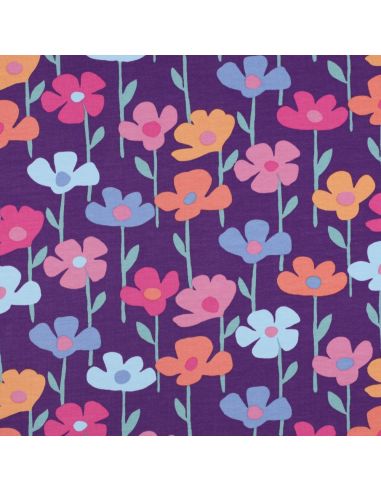 Sweatstof bloemen van het veld - Paarse achtergrond