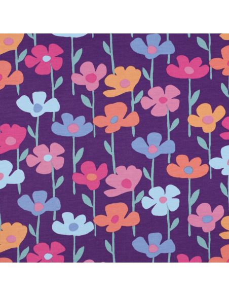 Sweatstof bloemen van het veld - Paarse achtergrond
