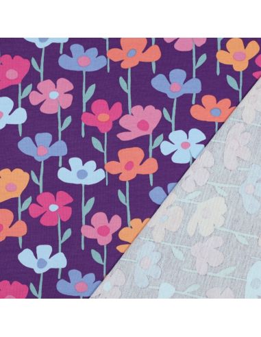 Sweatstof bloemen van het veld - Paarse achtergrond